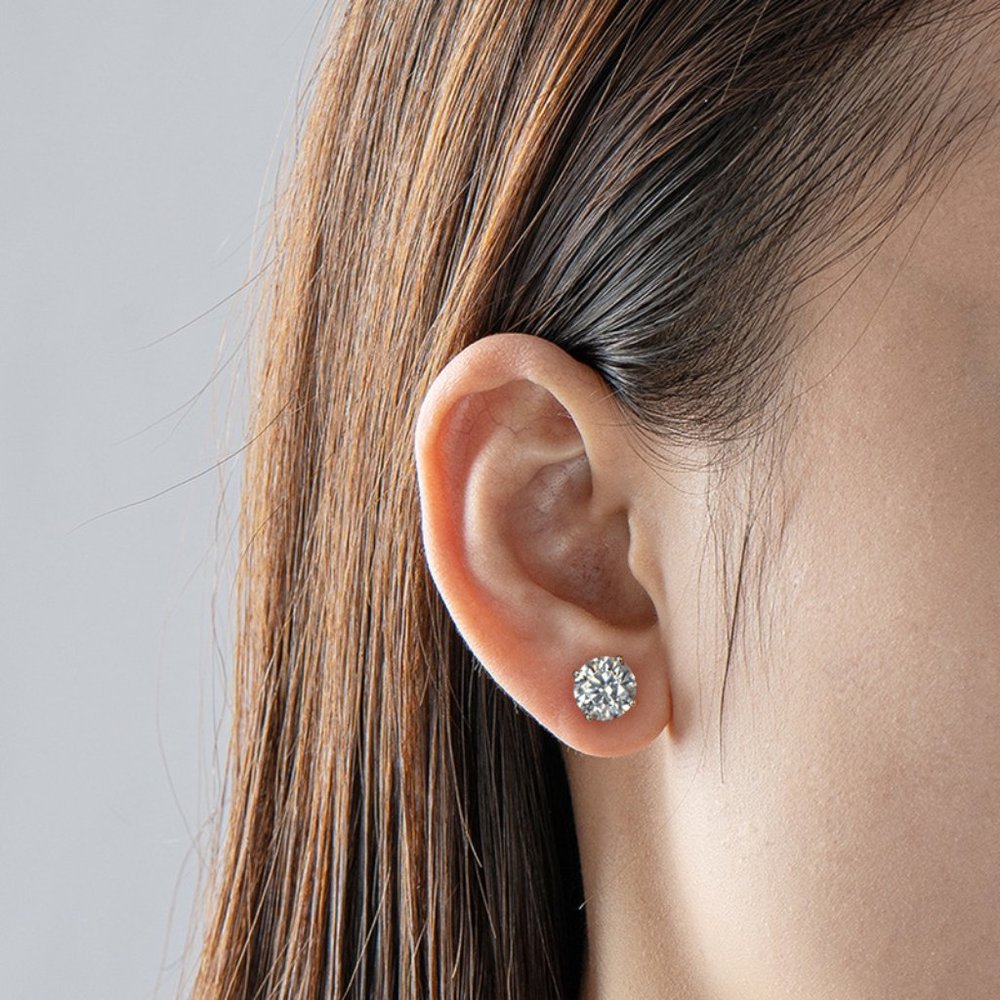 "6MM S925 Sterling Silver CZ Stud Earrings for Women/Girl, US19251015 - Picture 8 of 13